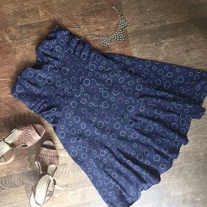 American Eagle Strapless Blue Dress - flare bottom